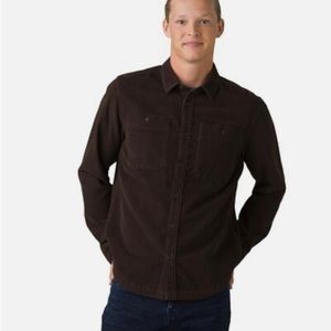 Prana Ridgecrest corduroy shirt in dark brown NWOT